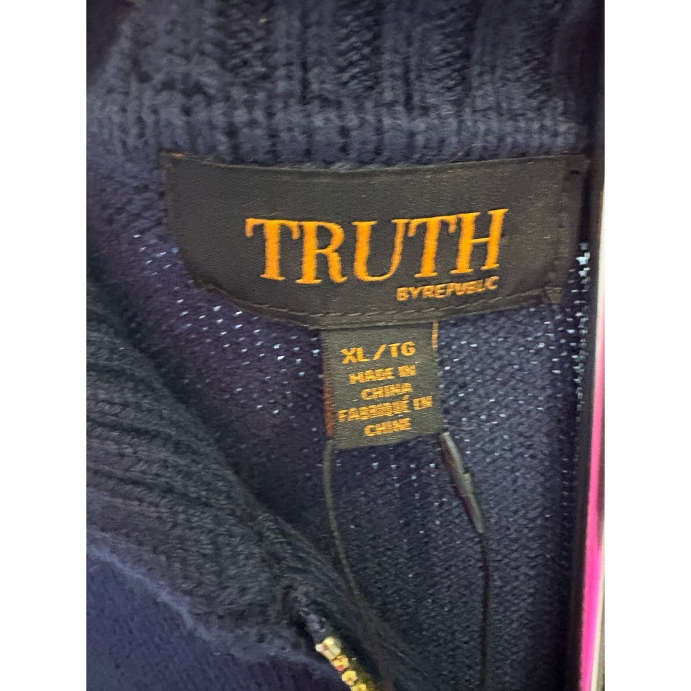 Truth by Republic‎ Mens XL TG Navy Blue Zip Up Sweater - Picture 3 of 4